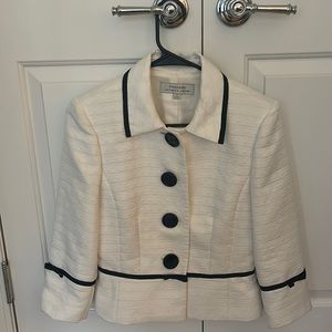 White and black quilted Tahari blazer